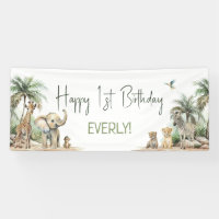 Jungle Safari Animals Happy Birthday Welcome