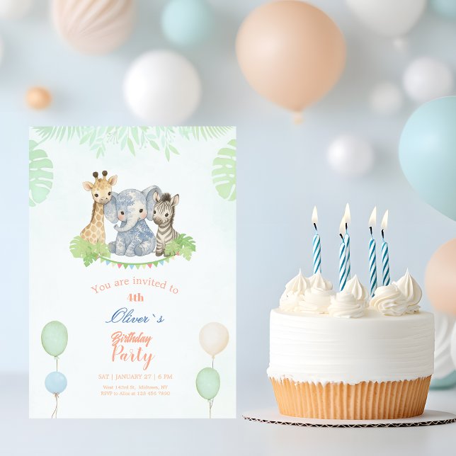Jungle Safari Animals Kids Birthday Invitation (Creator Uploaded)