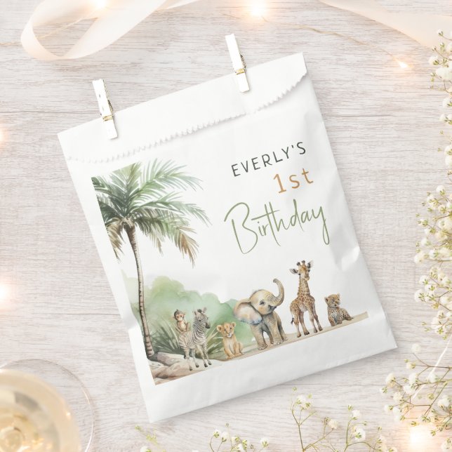 Jungle Safari Animals Kids Birthday Party Favour Bags (Clipped)