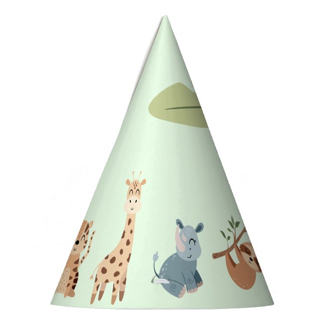 Jungle Safari Animals Kids Birthday  Party Hat (Left)
