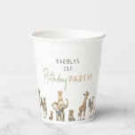 Jungle Safari Animals Kids Birthday Party Paper Cups<br><div class="desc">Celebrate your little one's special day with our jungle safari animals kids birthday party cups, perfect for a cute and whimsical occasion! It features a modern safari animal theme with adorable jungle creatures like a monkey, elephant, giraffe, lion, and zebra. Its simple, natural, boho-inspired watercolor scene is ideal for celebrating...</div>