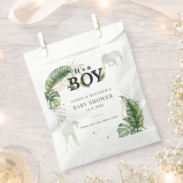 Jungle Safari Animals Nature Theme Boy Baby Shower Favour Bags (Clipped)