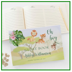 Jungle Safari Animals Oh Boy Baby Shower Guest Book