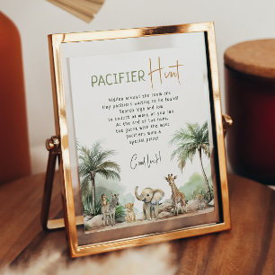 Jungle Safari Animals Pacifier Hunt Sign