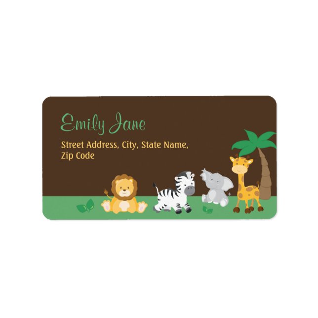 Jungle Safari Baby Shower Address Label (Front)