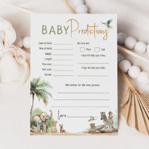 Jungle Safari Baby Shower Baby Predictions Card