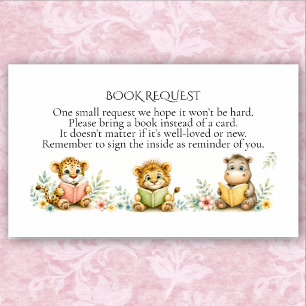 Jungle Safari Baby Shower Book Request Enclosure Card
