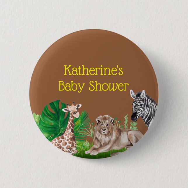 Jungle Safari Baby Shower Button (Front)