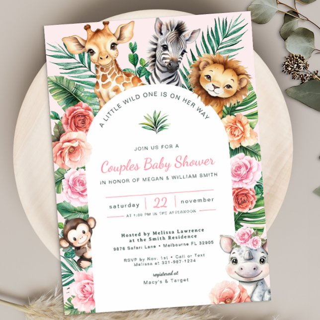 Jungle Safari Baby Shower Couples Party Invitation (Cute Safari Baby Shower Invite)