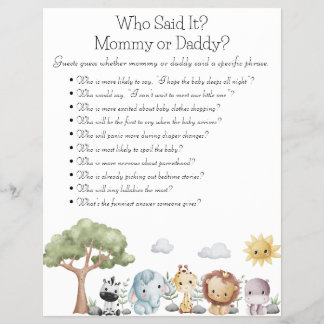 Jungle Safari Baby Shower Games Flyer