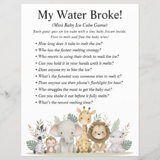 Jungle Safari Baby Shower Games Flyer