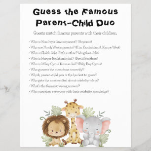 Jungle Safari Baby Shower Games Flyer