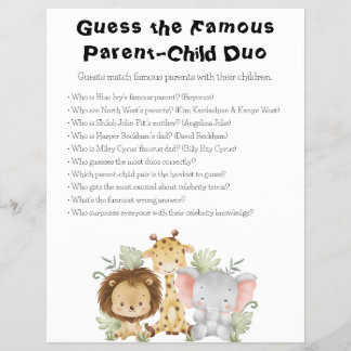 Jungle Safari Baby Shower Games Flyer