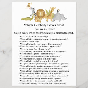 Jungle Safari Baby Shower Games Flyer