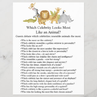 Jungle Safari Baby Shower Games Flyer