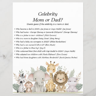 Jungle Safari Baby Shower Games Flyer