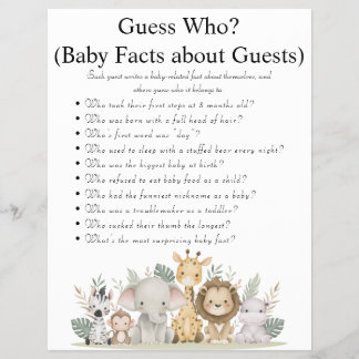 Jungle Safari Baby Shower Games Flyer