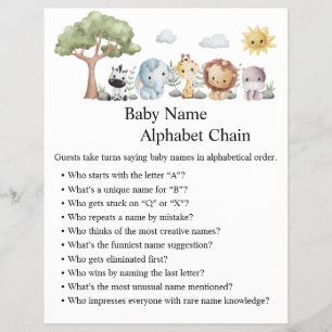 Jungle Safari Baby Shower Games Flyer