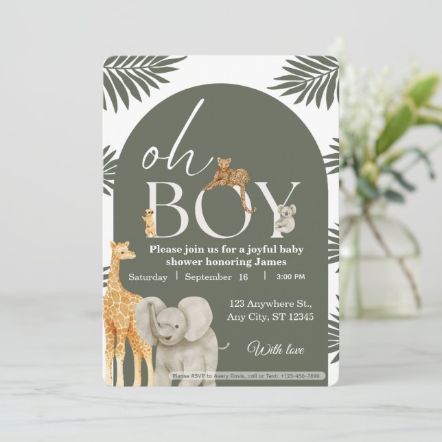Jungle Safari Baby Shower Invitation (Standing Front)