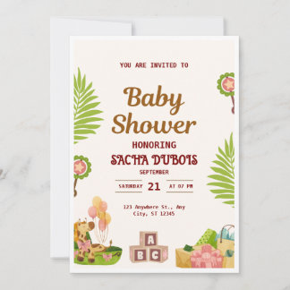 Jungle Safari Baby Shower Invitation 