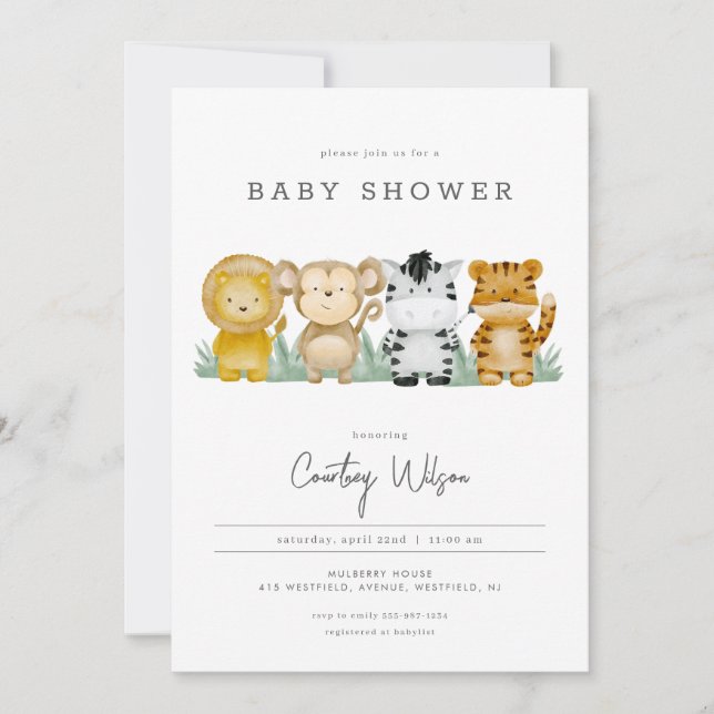 Jungle Safari Baby Shower Invitation tropical (Front)