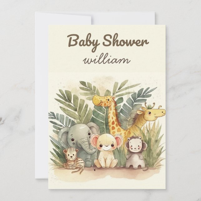 Jungle Safari Baby Shower Invitations (Front)