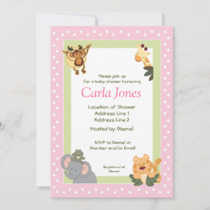 Jungle Safari Baby Shower Invitations 5 x 7 size