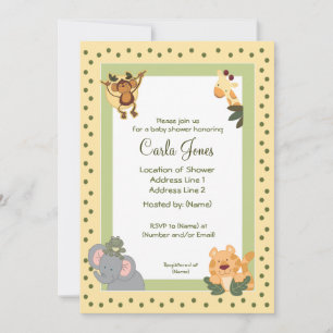 Jungle Safari Baby Shower Invitations 5 x 7 size