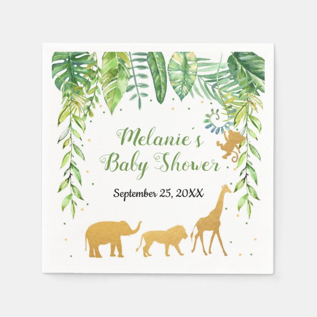 Jungle Safari Baby Shower Napkin Tropical (Front)