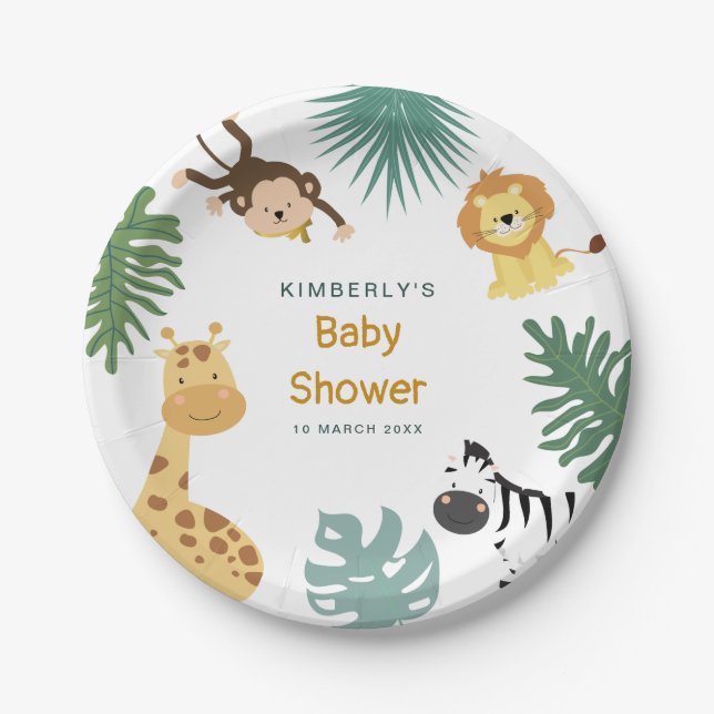jungle safari baby shower paper plate (Front)