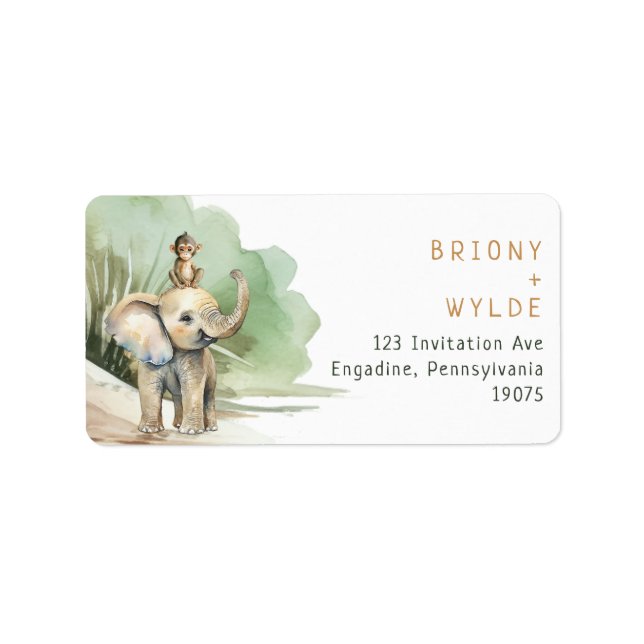 Jungle Safari Baby Shower RSVP Return Address Label (Front)