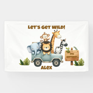 Jungle Safari Birthday Banner  Editable Party Sign