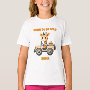 Jungle Safari Birthday Girl T-Shirt  Editable Name