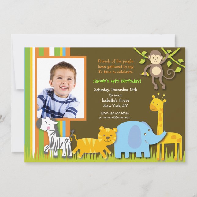 Jungle Safari Birthday Invitation (Front)