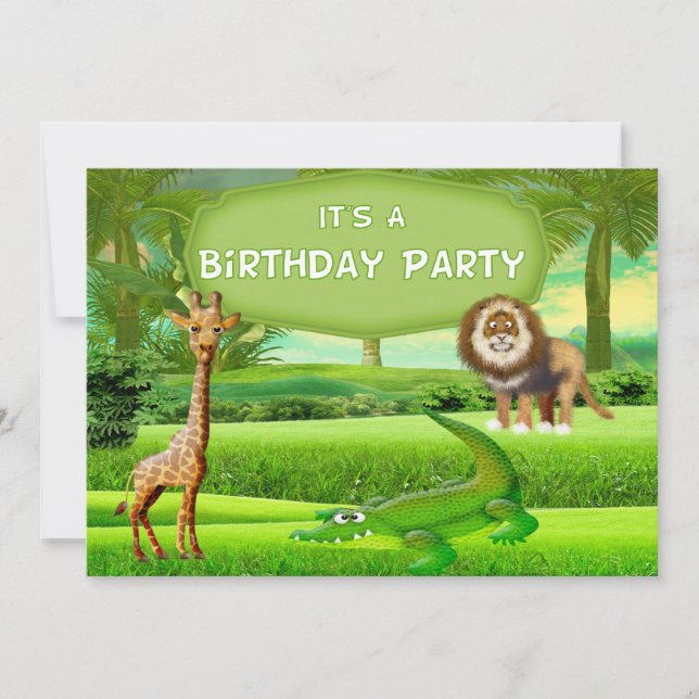 Jungle Safari Birthday Invitation (Front)