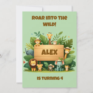 Jungle Safari Birthday Invitation Wild Animals