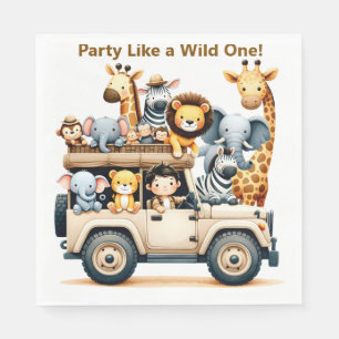 Jungle Safari Birthday Napkins Editable