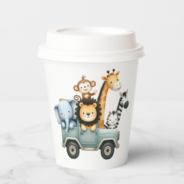 Jungle Safari Birthday Paper Cups | Editable (Front)