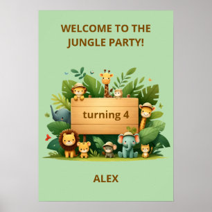 Jungle Safari Birthday Poster Custom Welcome Sign