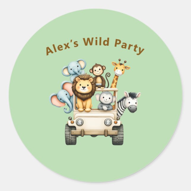Jungle Safari Birthday Sticker Sheet (Front)