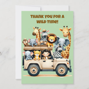 Jungle Safari Birthday Thank You Card