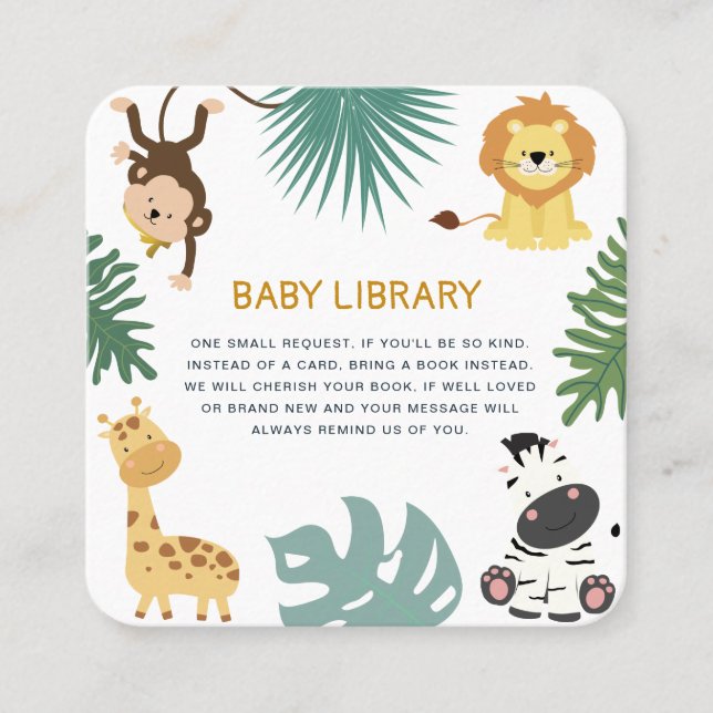 jungle safari books for baby card (Front)