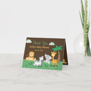 Jungle Safari Boy Baby Shower Thank You Card