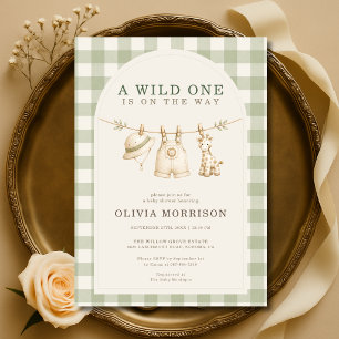 Jungle Safari Clothesline Baby Shower Invitation