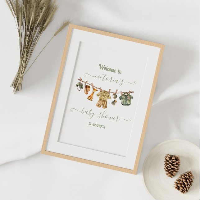 Jungle Safari Clothesline Baby Shower Welcome Poster (Creator Uploaded)