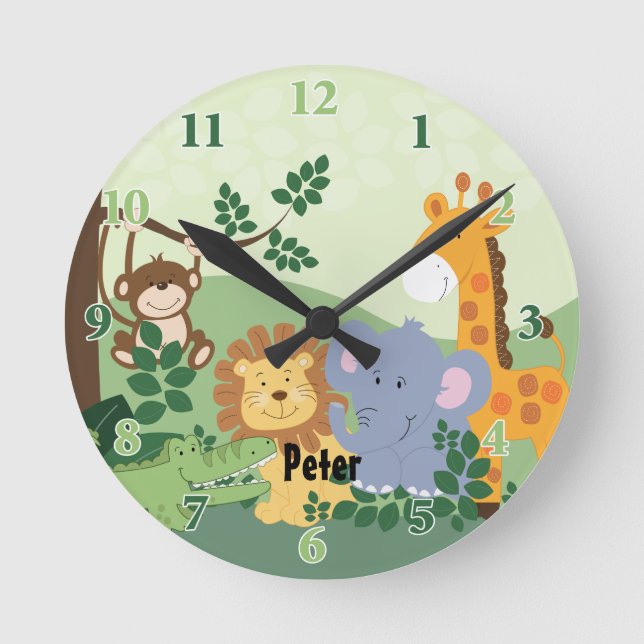 Jungle Safari Customisable Round Clock (Front)