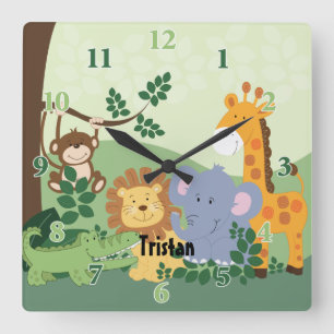 Jungle Safari Customisable Square Clock