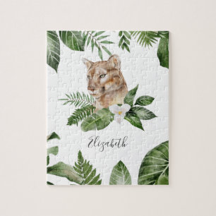 Jungle Safari Cute Lioness Personalised Name Jigsaw Puzzle