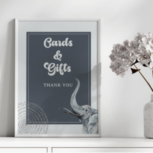 Jungle Safari Elephant Baby Shower Cards & Gifts Poster