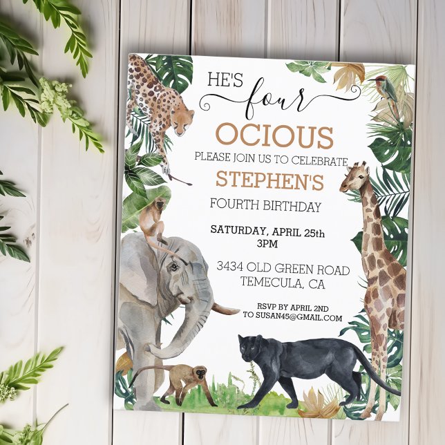 Jungle Safari Fourth Four Birthday Black Panther  (Creator Uploaded)